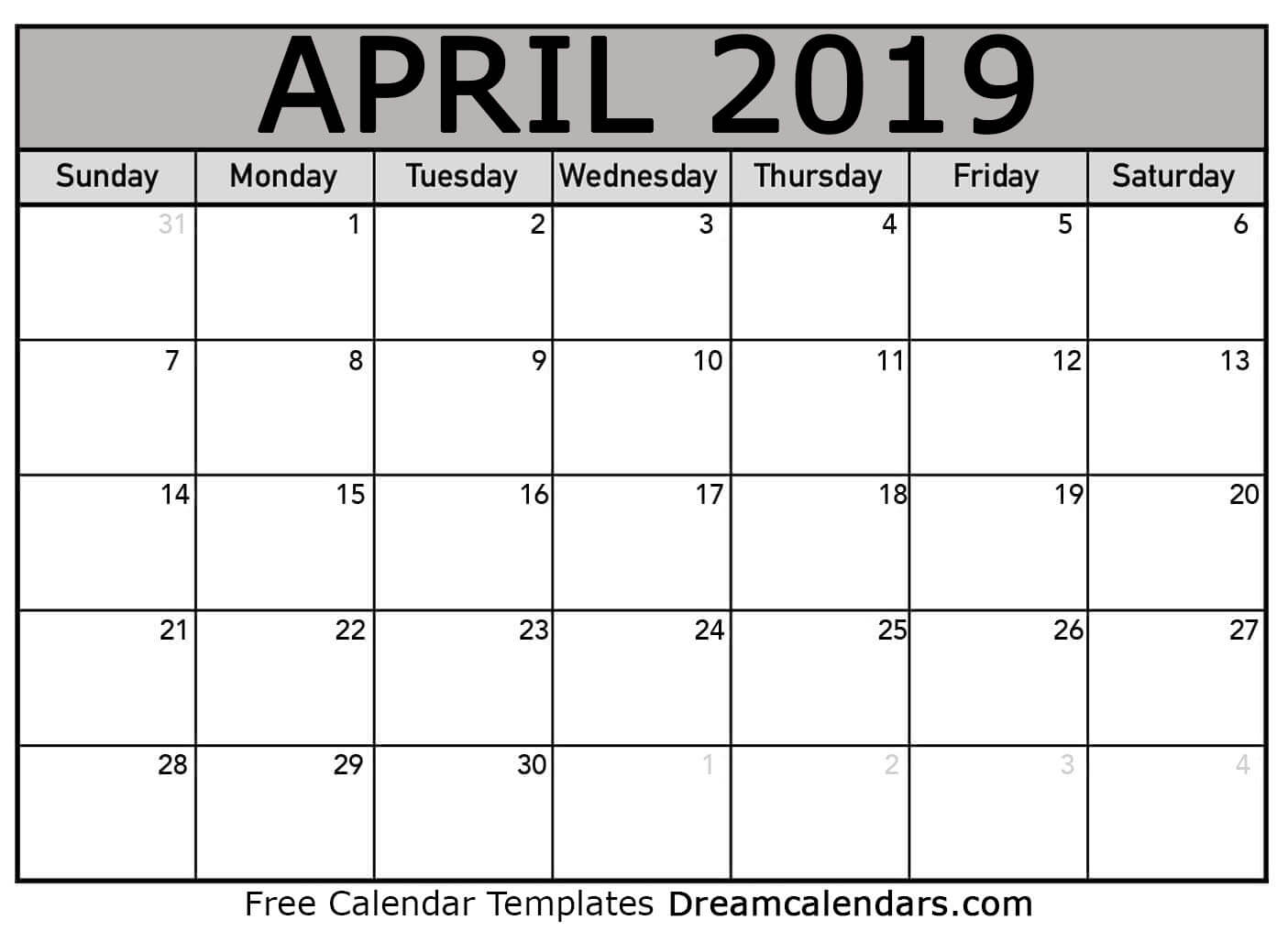 Download Printable April 19 Calendars