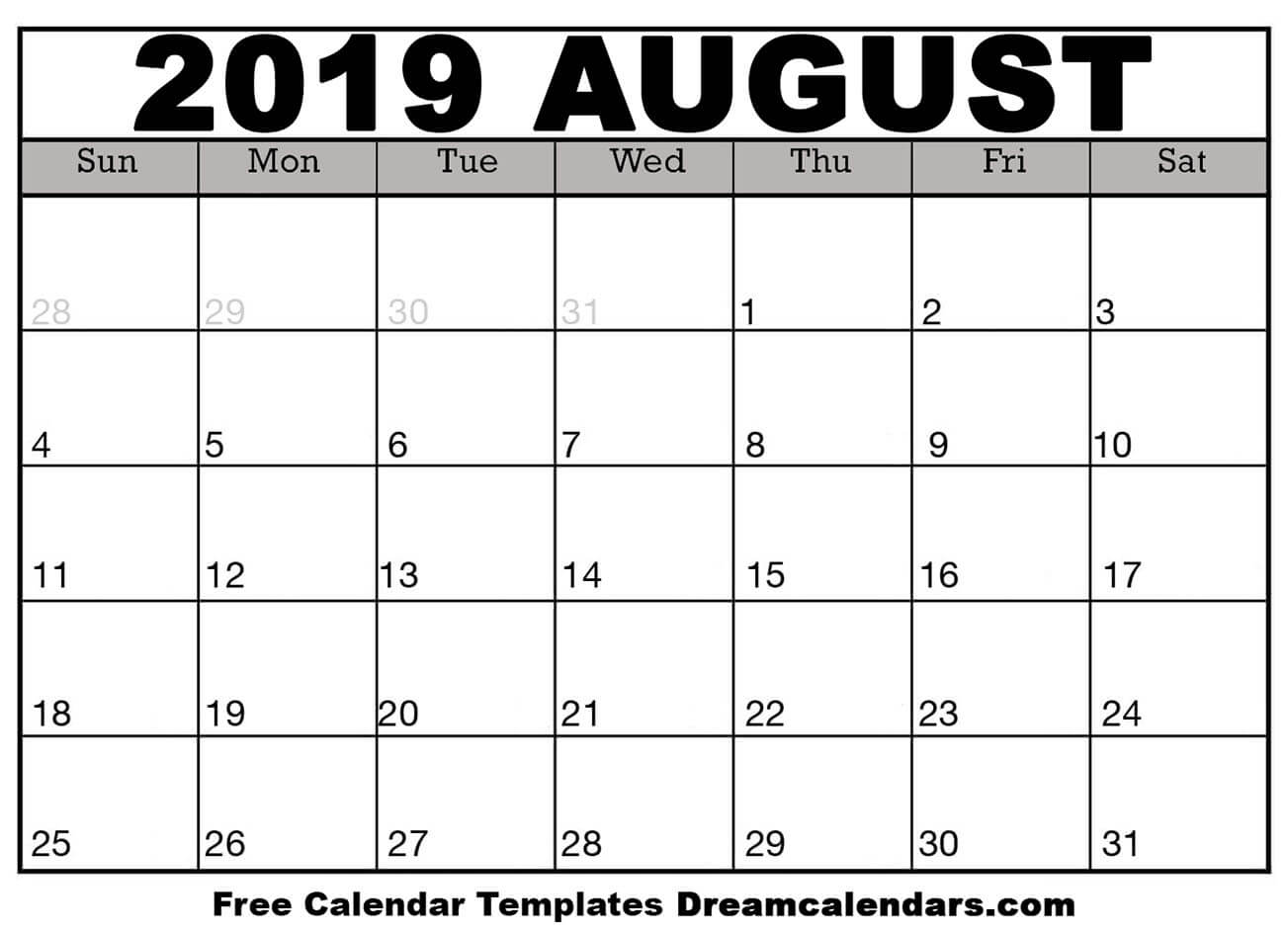 August 2019 Calendar Template 667