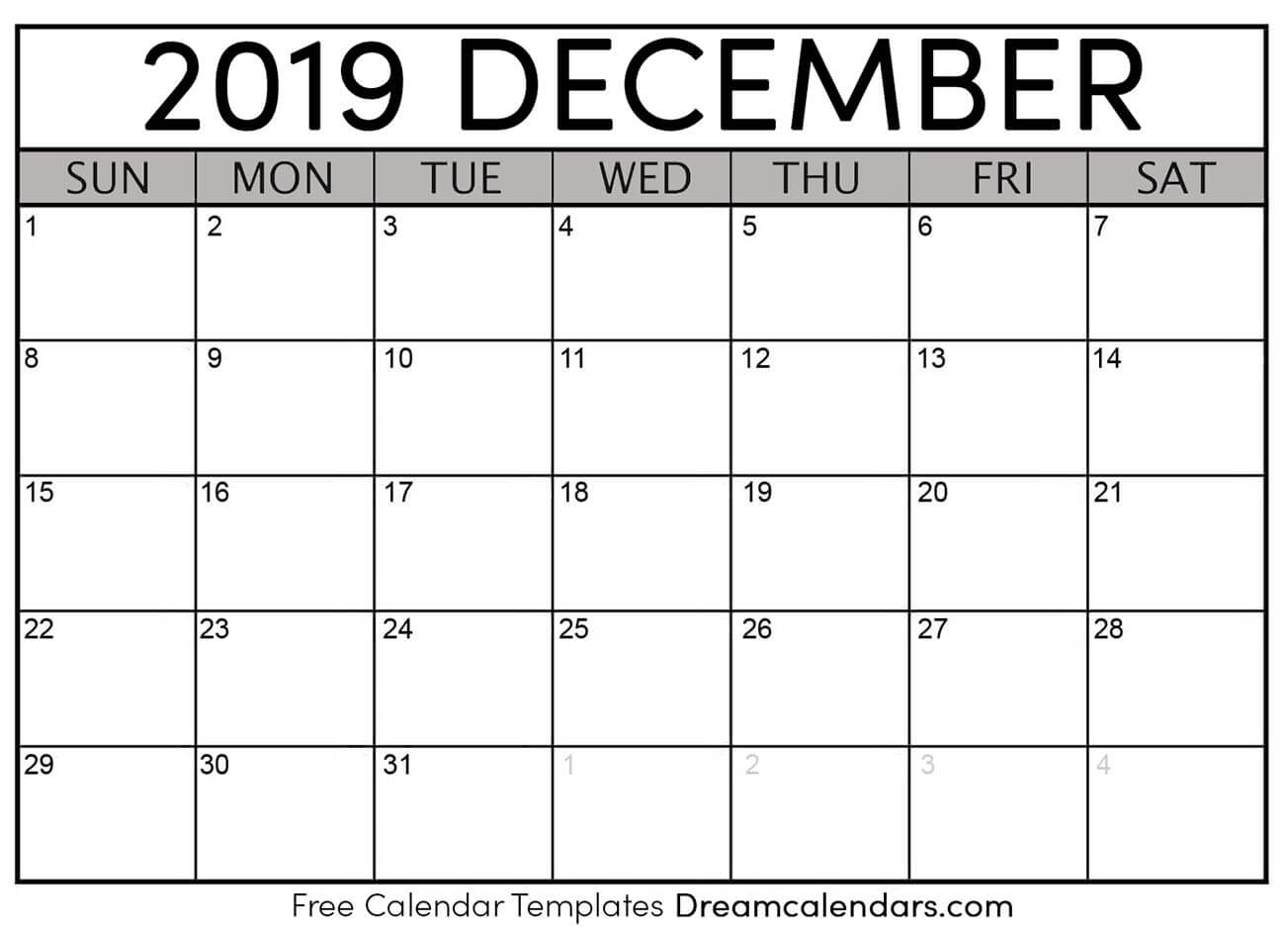 Downloadable Calendar Template from www.dreamcalendars.com