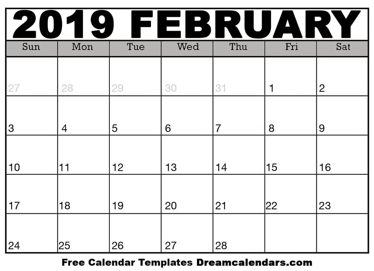 Calendar February 2019 Print