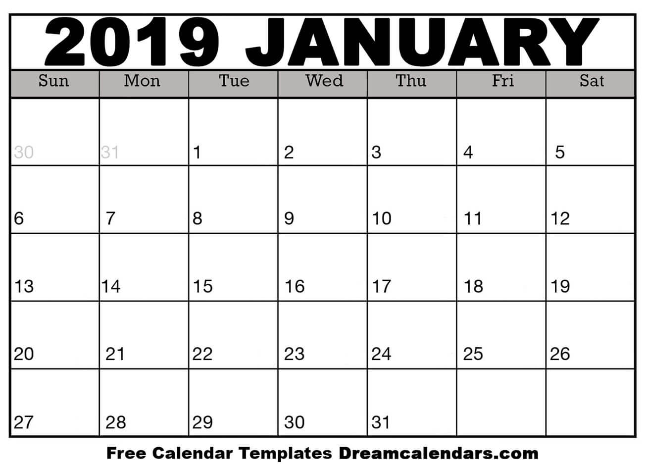 January 2019 Calendar