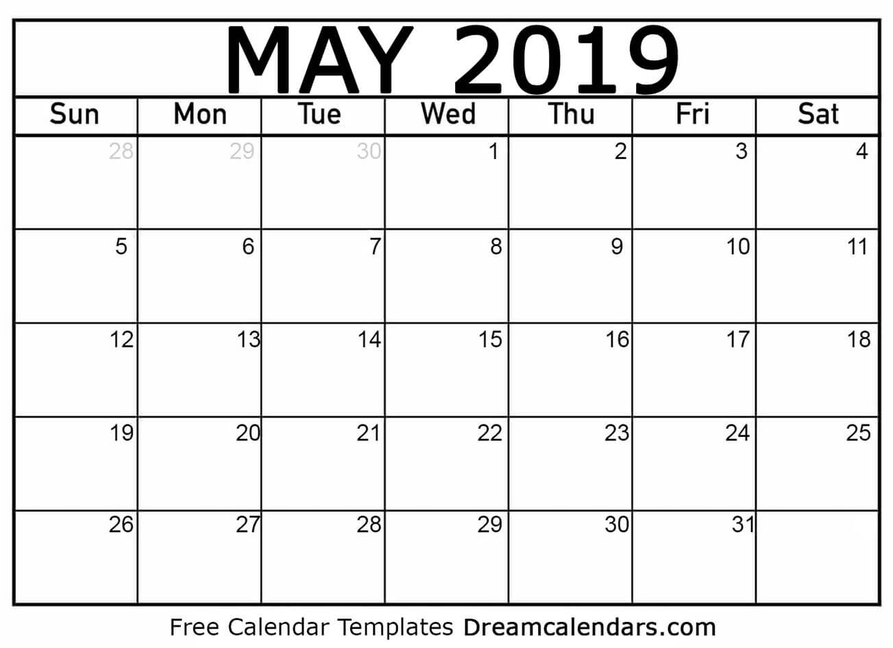 Download Printable May 2019 Calendars