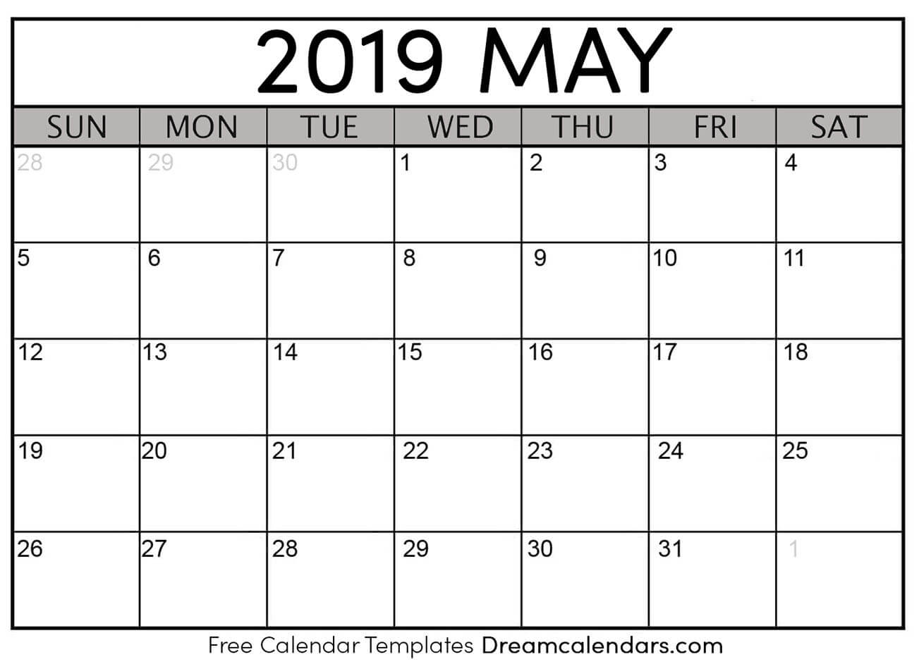 Download Printable May 2019 Calendars