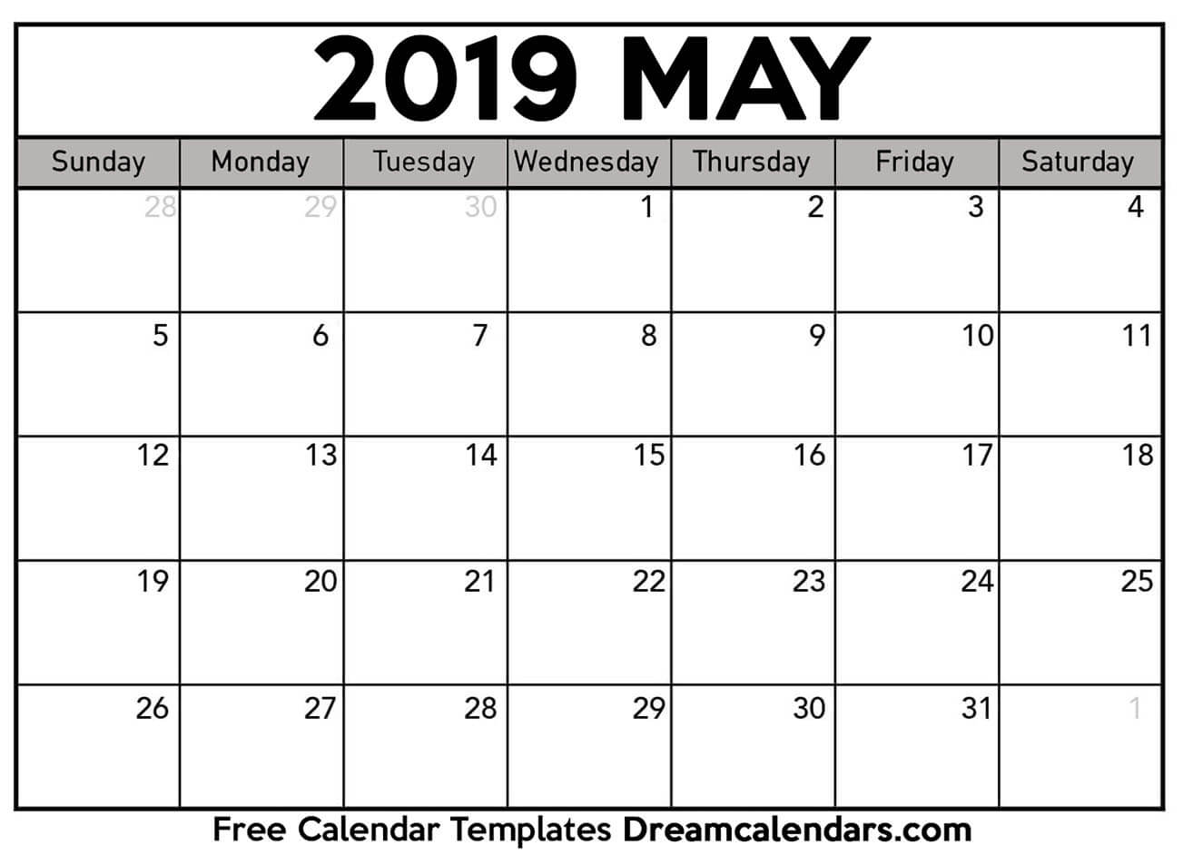 May 2019 calendar free blank printable templates
