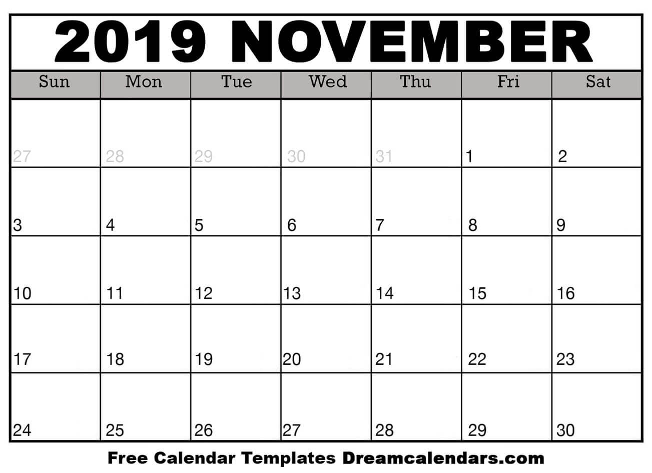 November 2019 calendar free blank printable templates