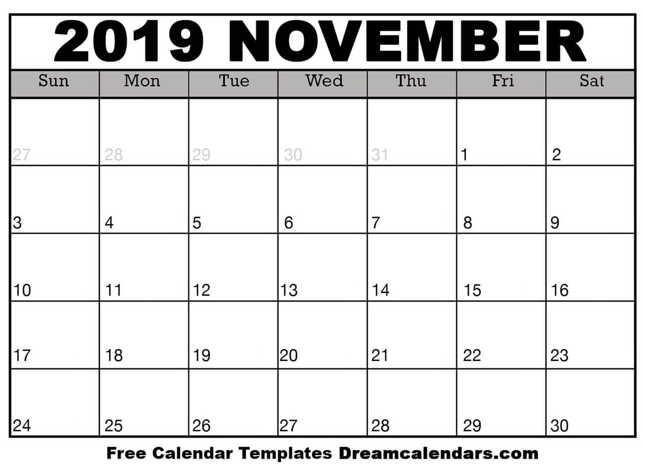 free monthly calendar pages for 2019