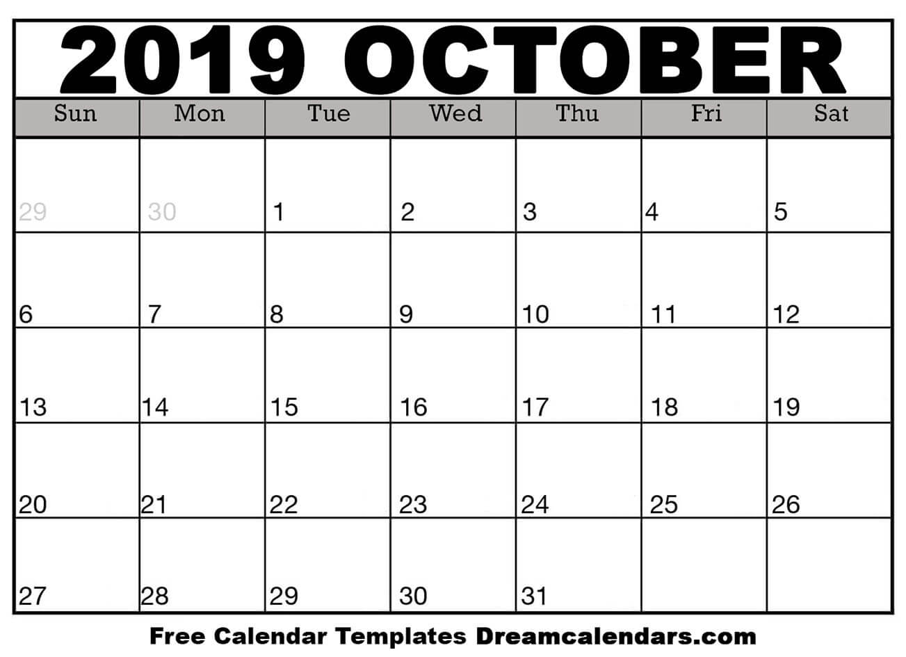 October 2019 calendar | free blank printable templates