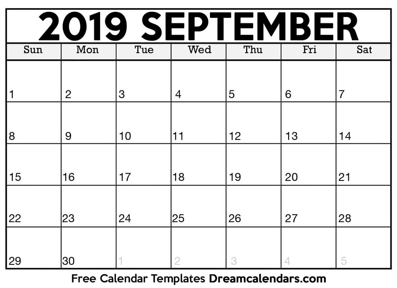 Download Printable September 2019 Calendars