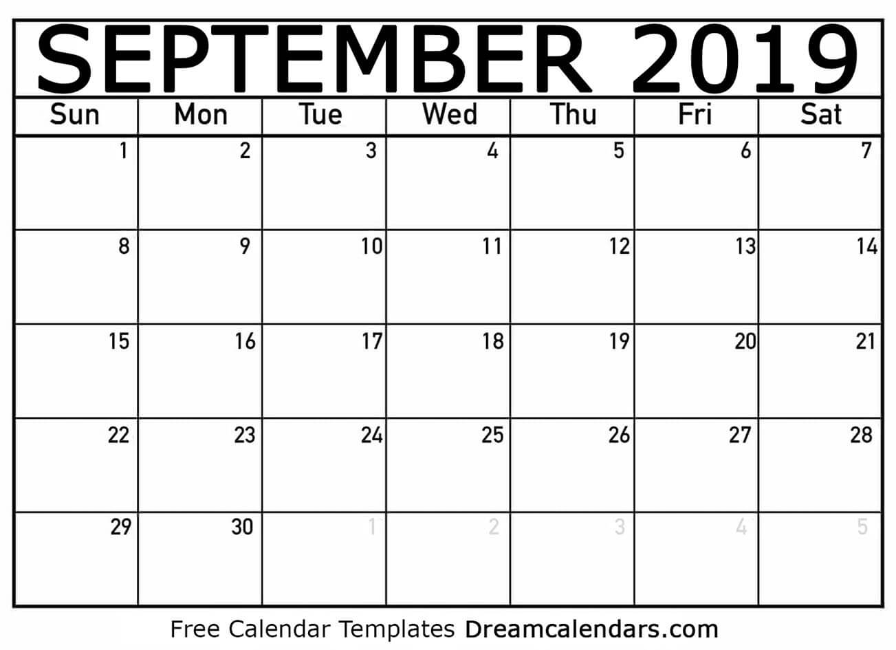 September 2019 calendar | free blank printable with holidays