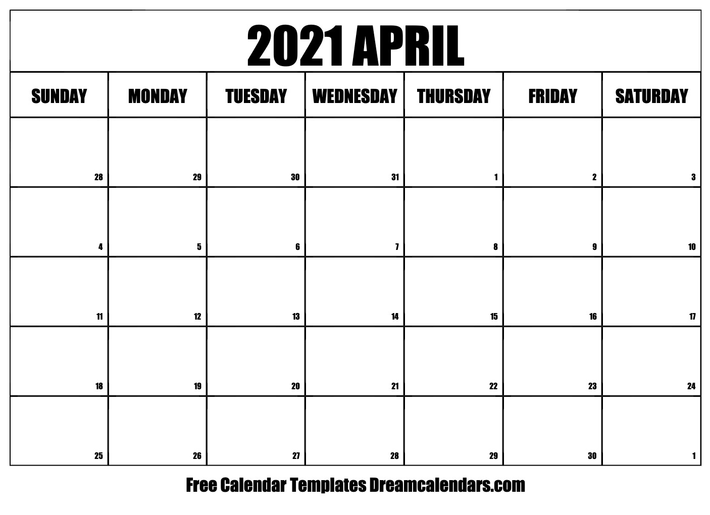 Download Printable April 21 Calendars