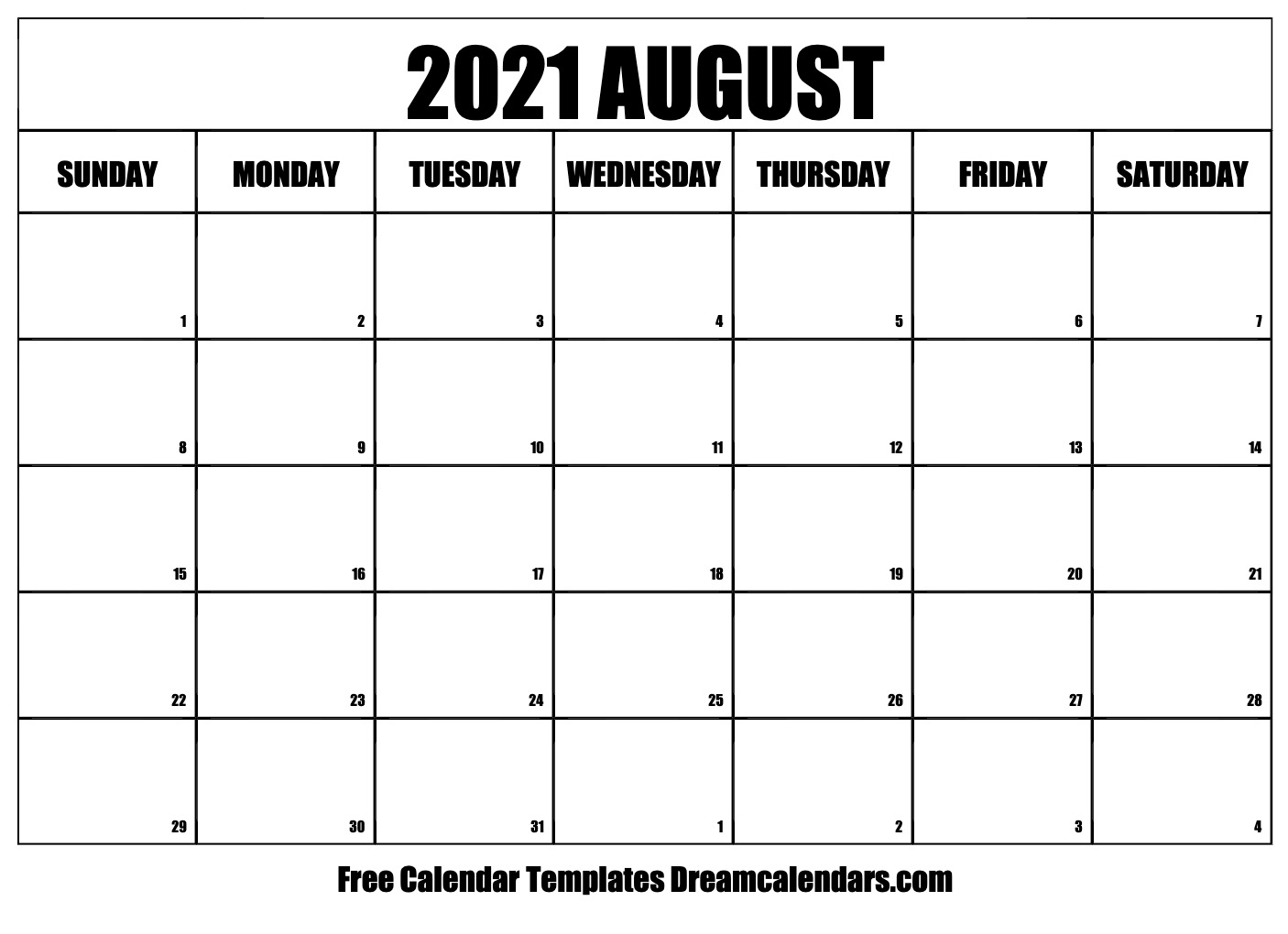 August 2021 calendar | free blank printable templates