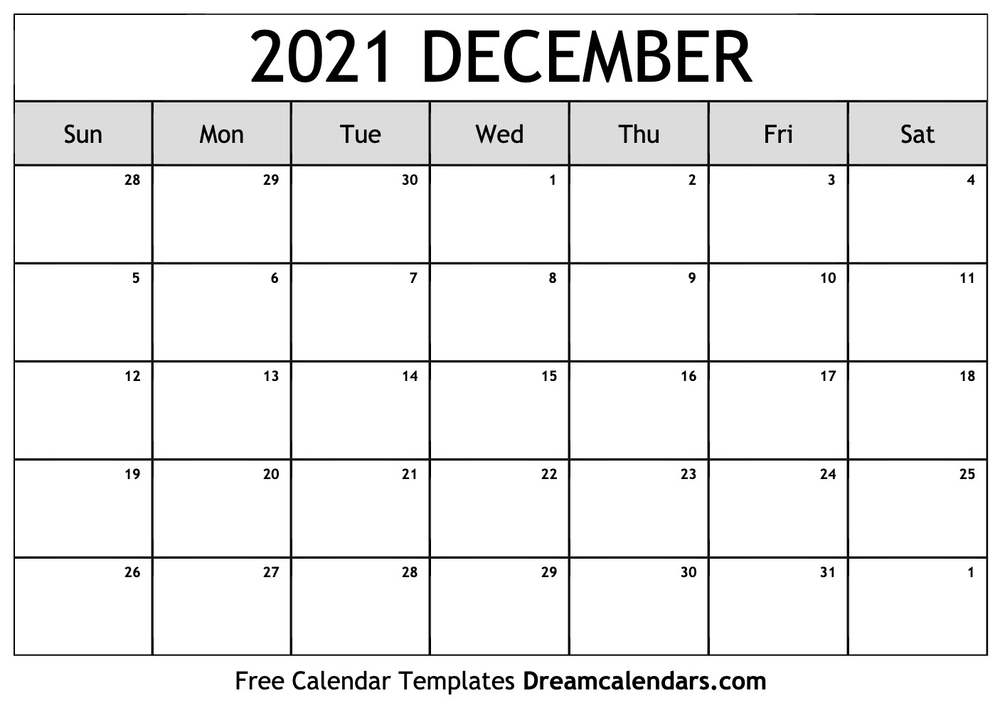 Calendar Page December 2021 2021 Calendar