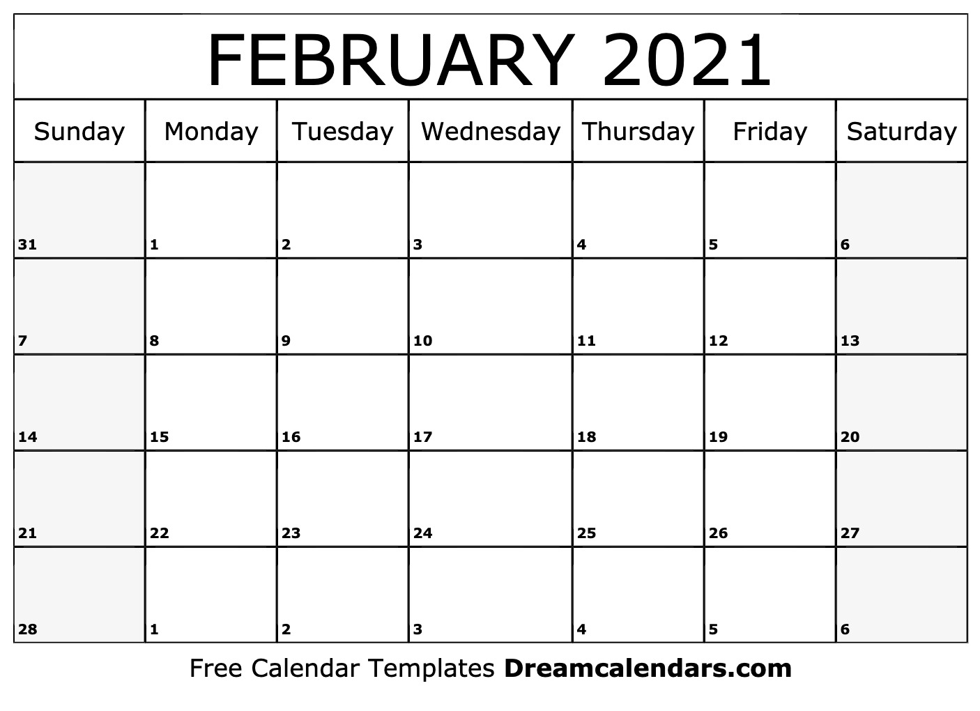 February 2021 calendar | Free blank printable with holidays