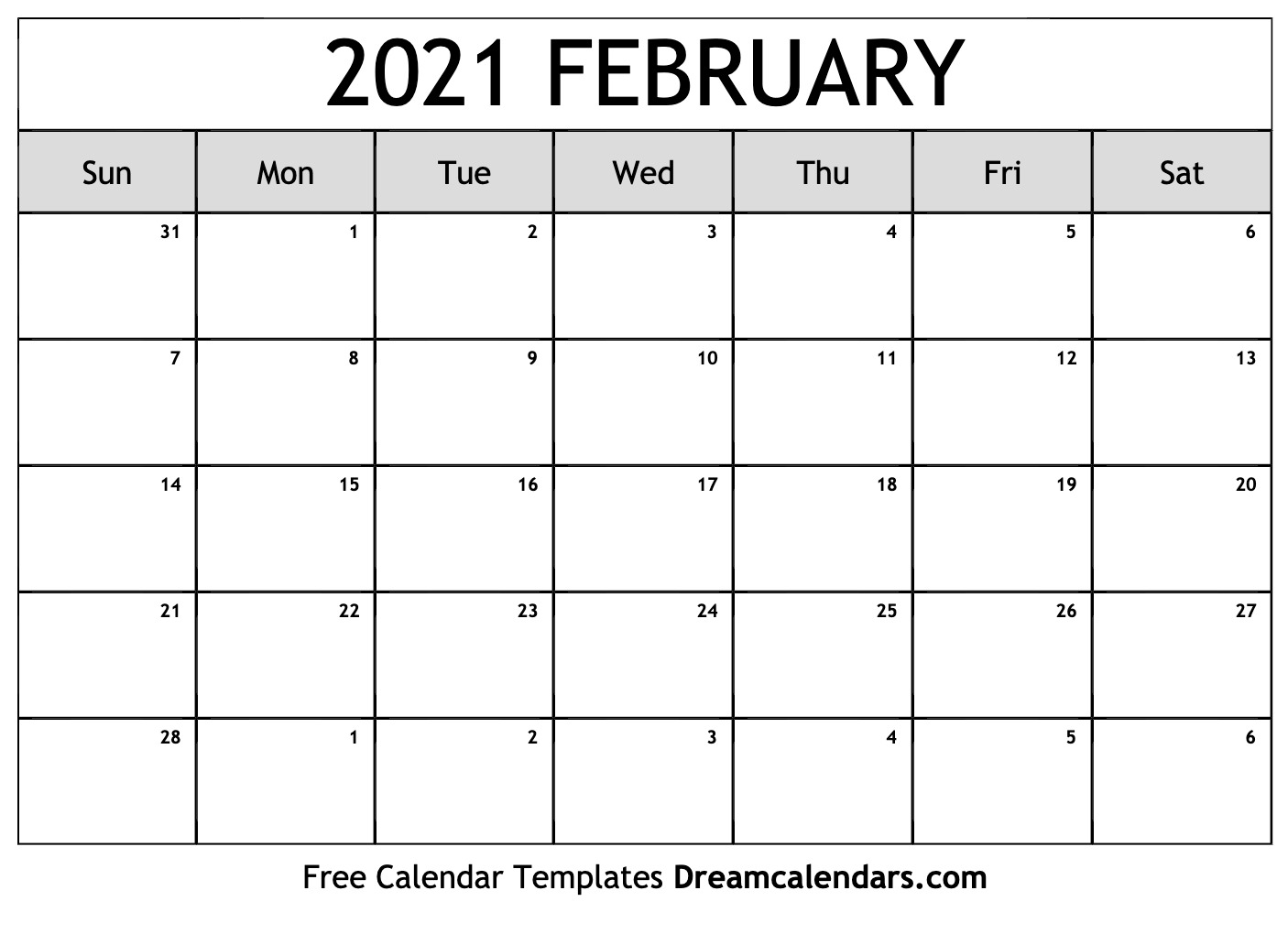 Download Printable February 2021 Calendars