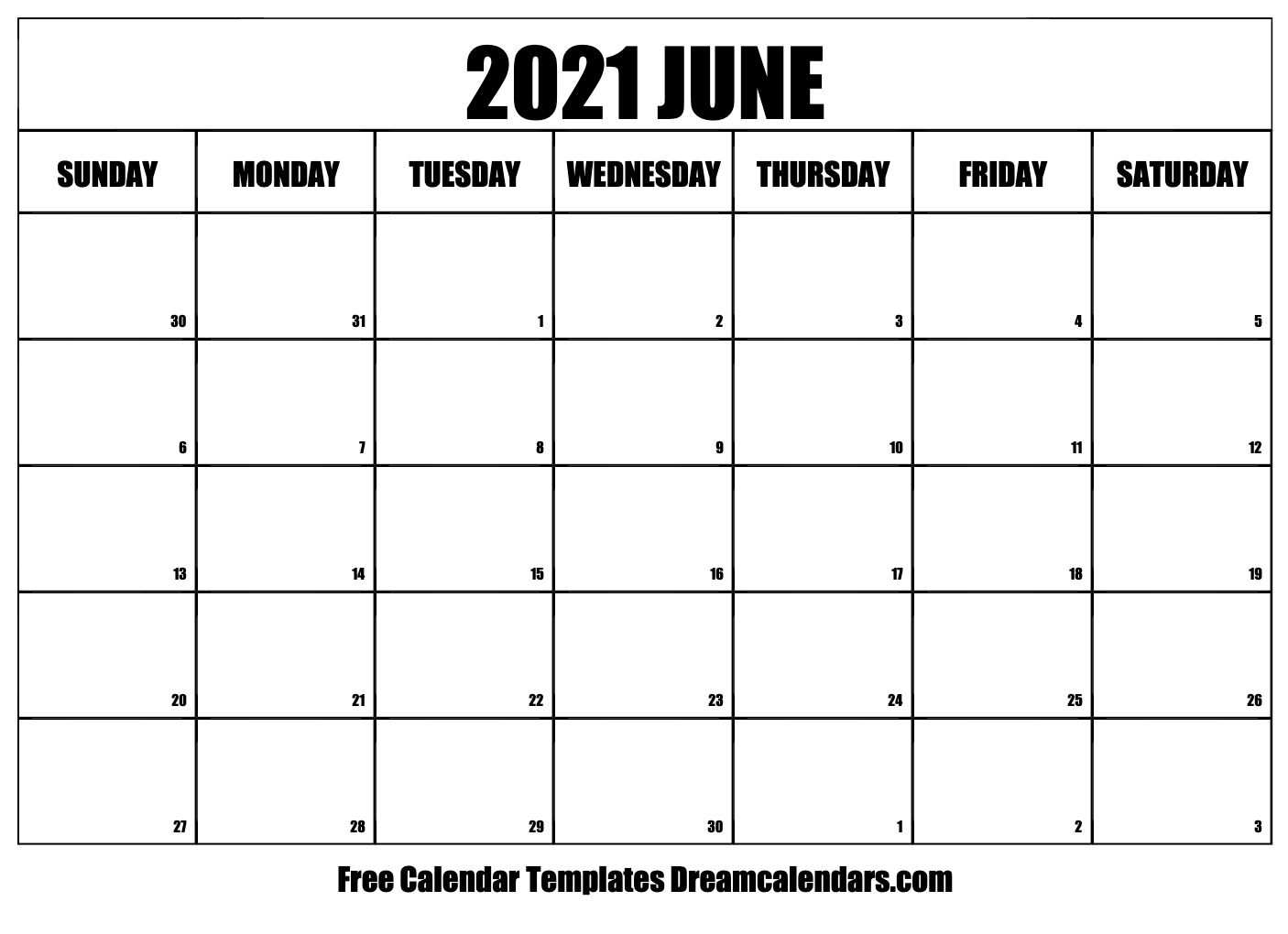 June 2021 calendar free blank printable templates