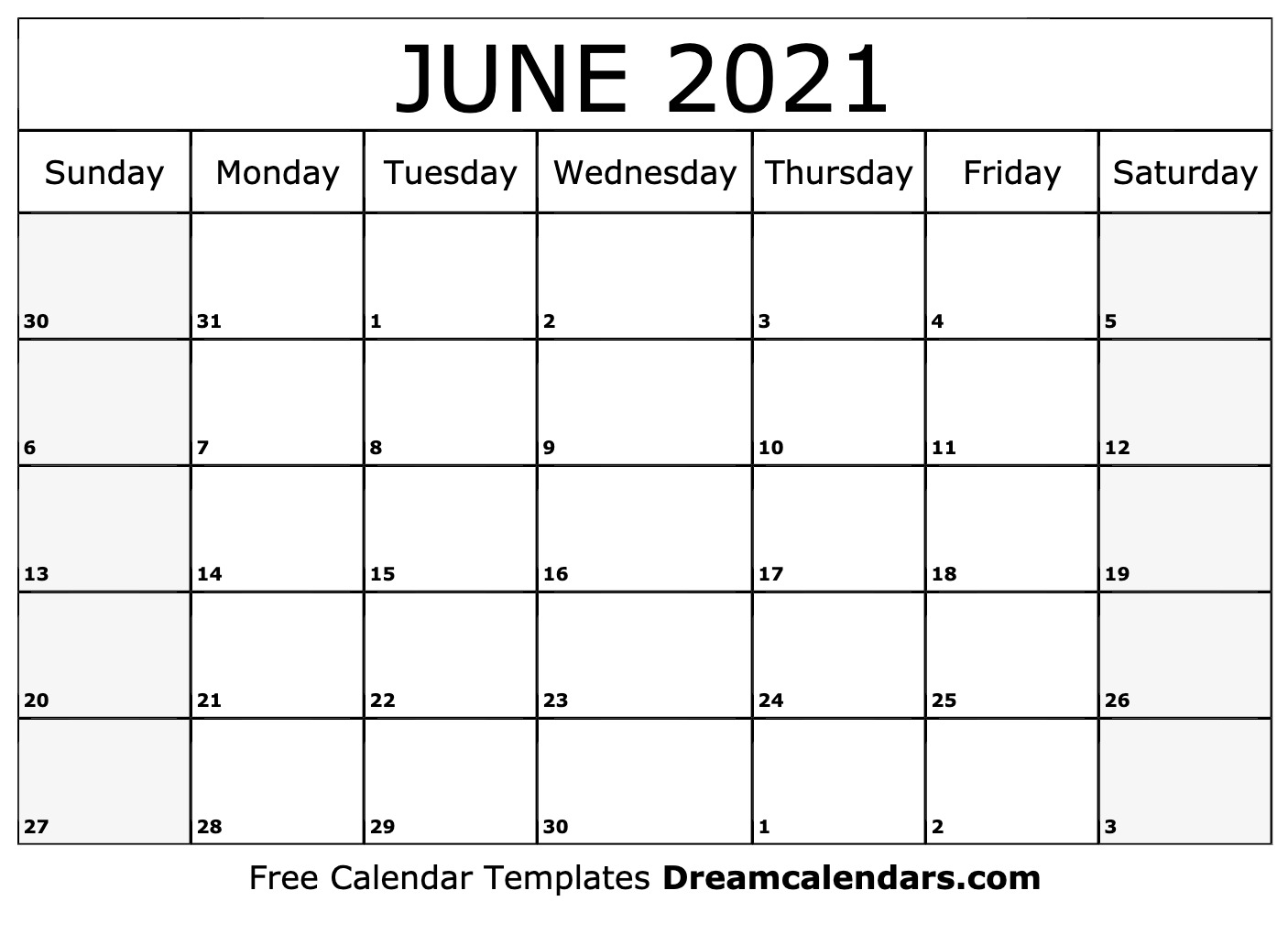 June 2021 Calendar Free Blank Printable Templates