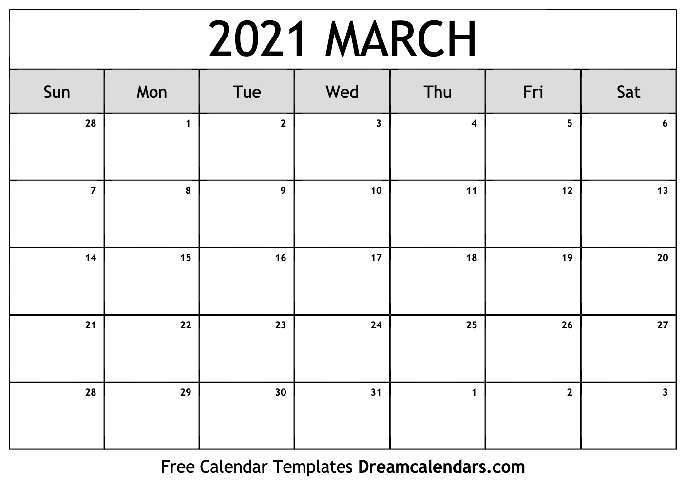 march calendar template 2021 Printable March 2021 Calendar march calendar template 2021