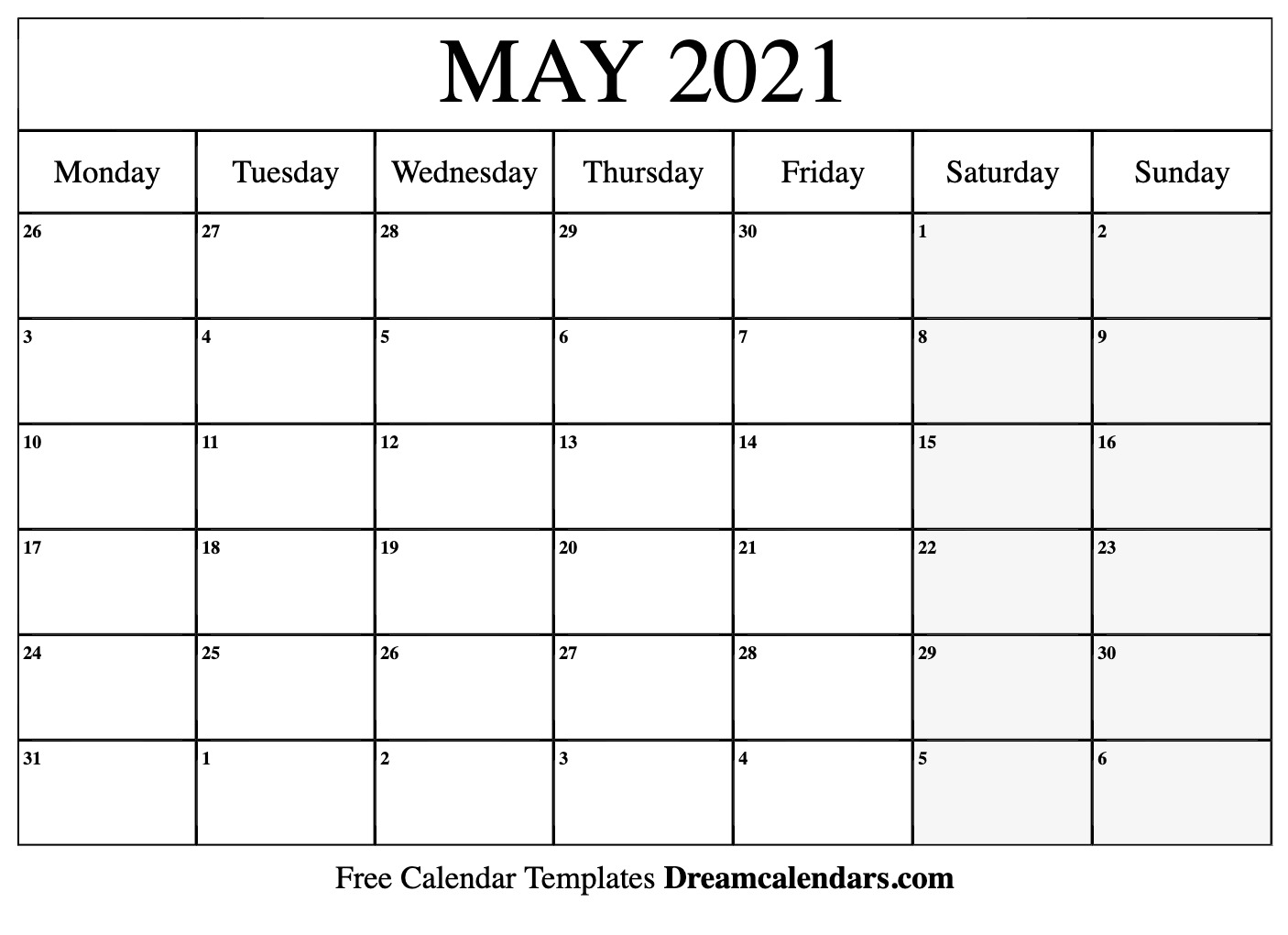 May 2021 Calendar Free Blank Printable Templates