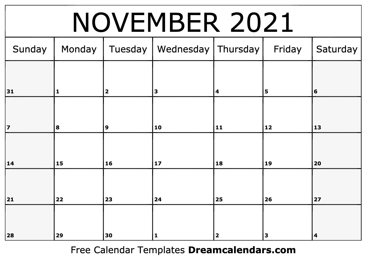 Download Printable November 2021 Calendars