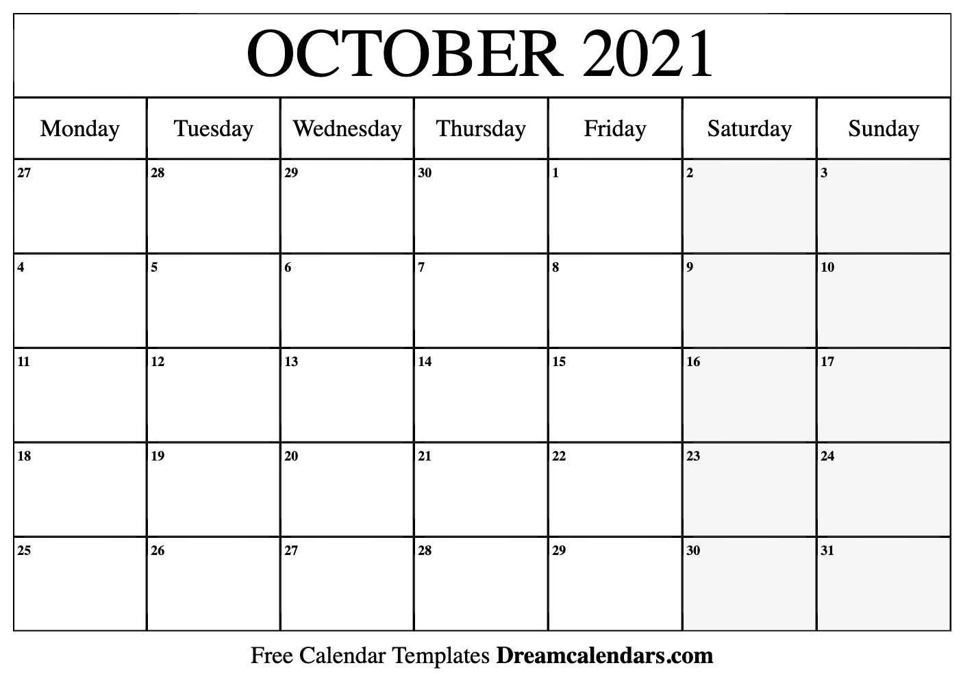 2021 october calendar October 2021