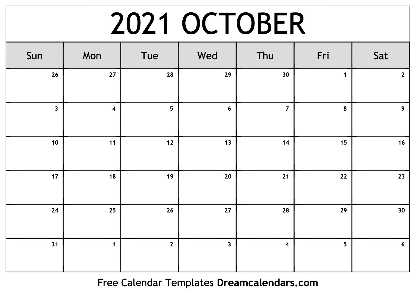 October 2021 calendar Free blank printable with holidays