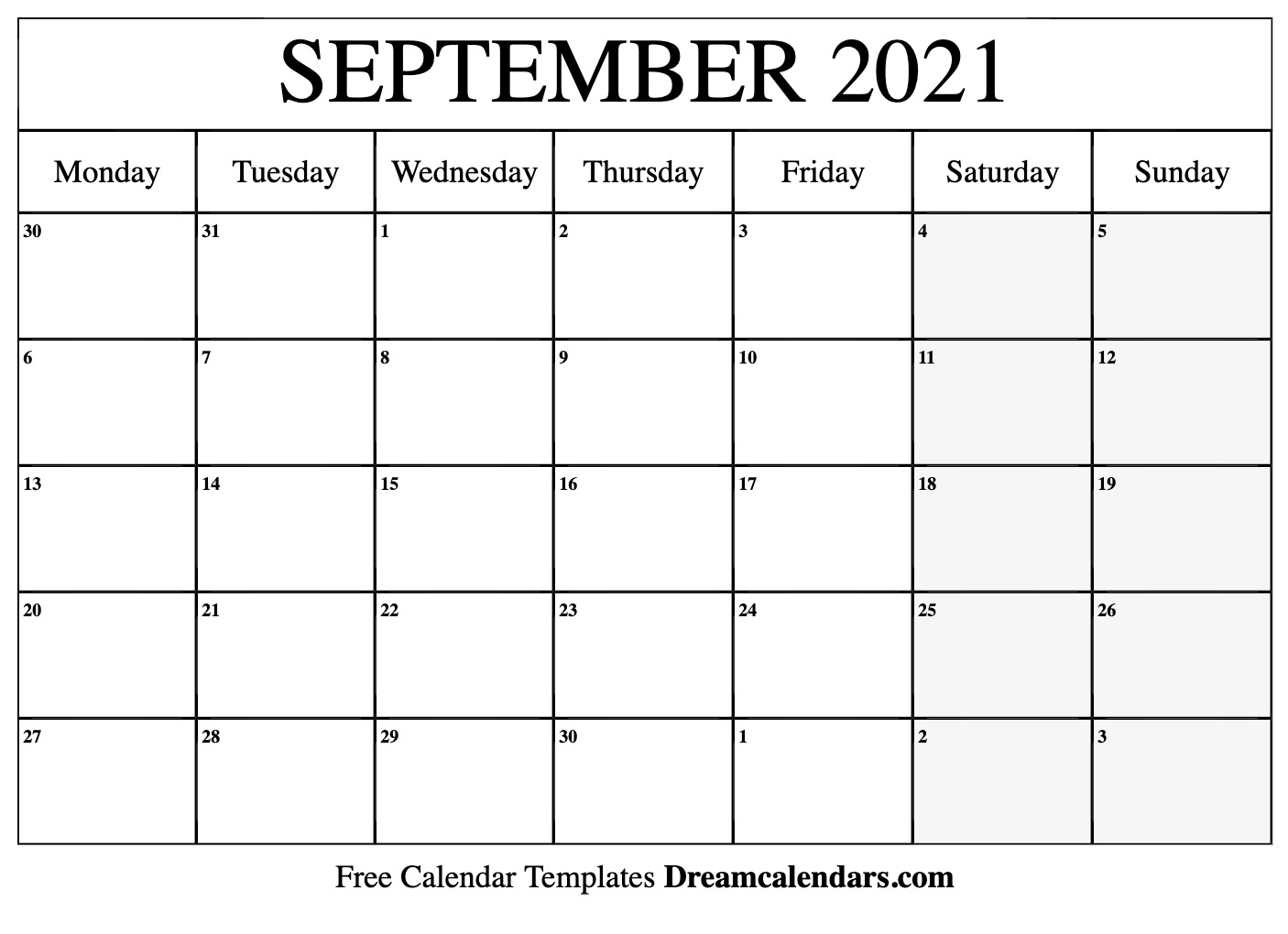 26+ Printable Calendar Template September 2021 Background