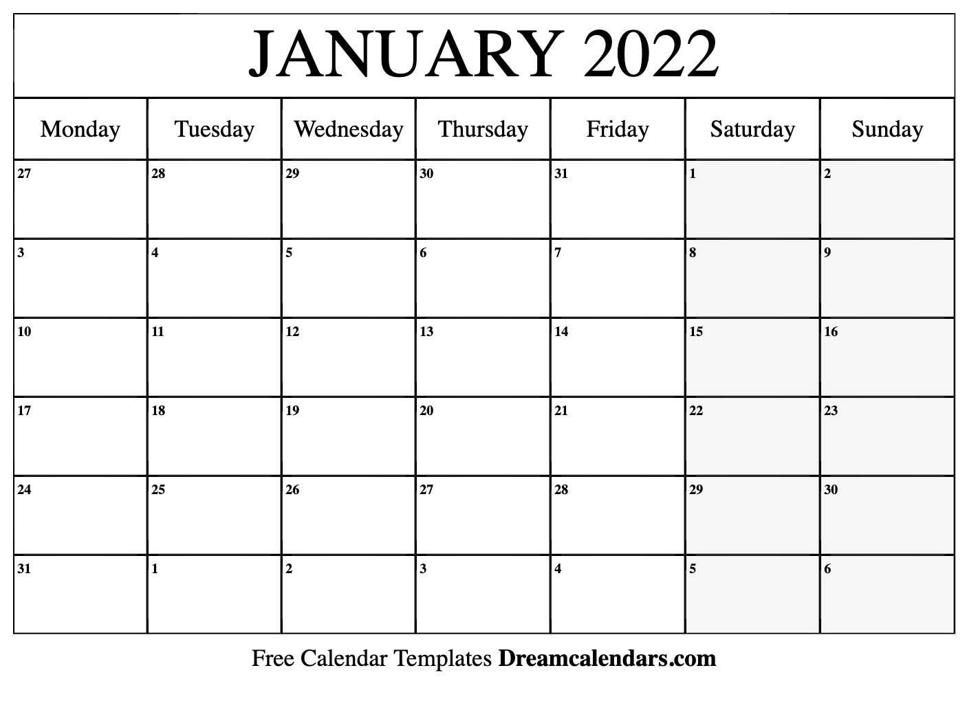 download printable january 2022 calendars