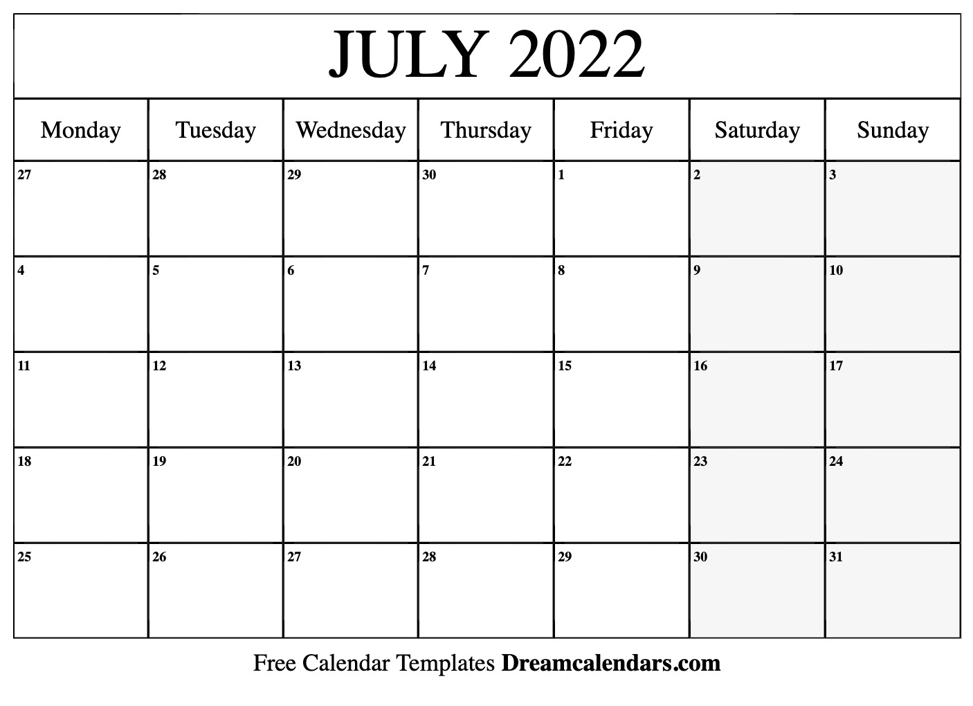 July Schedule 2022 Download Printable July 2022 Calendars