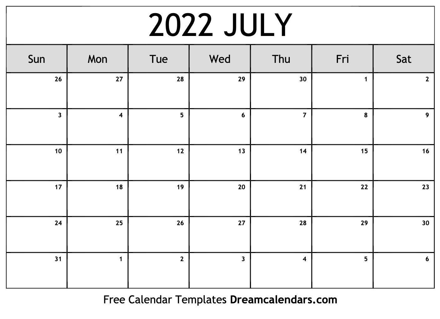 Free Printable Calendar For July 2022 Download Printable July 2022 Calendars