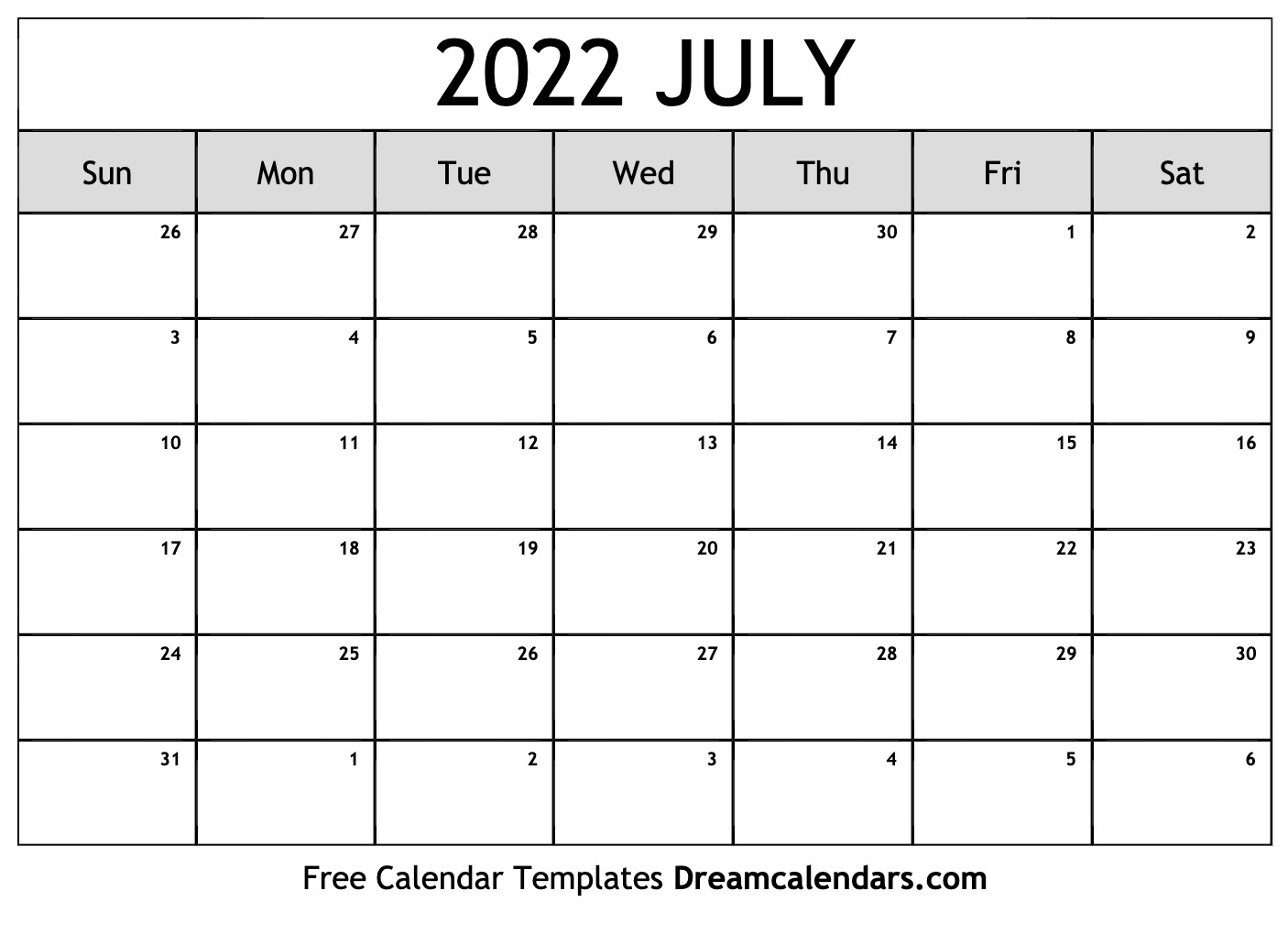 July 2022 Calendar Free Blank Printable With Holidays