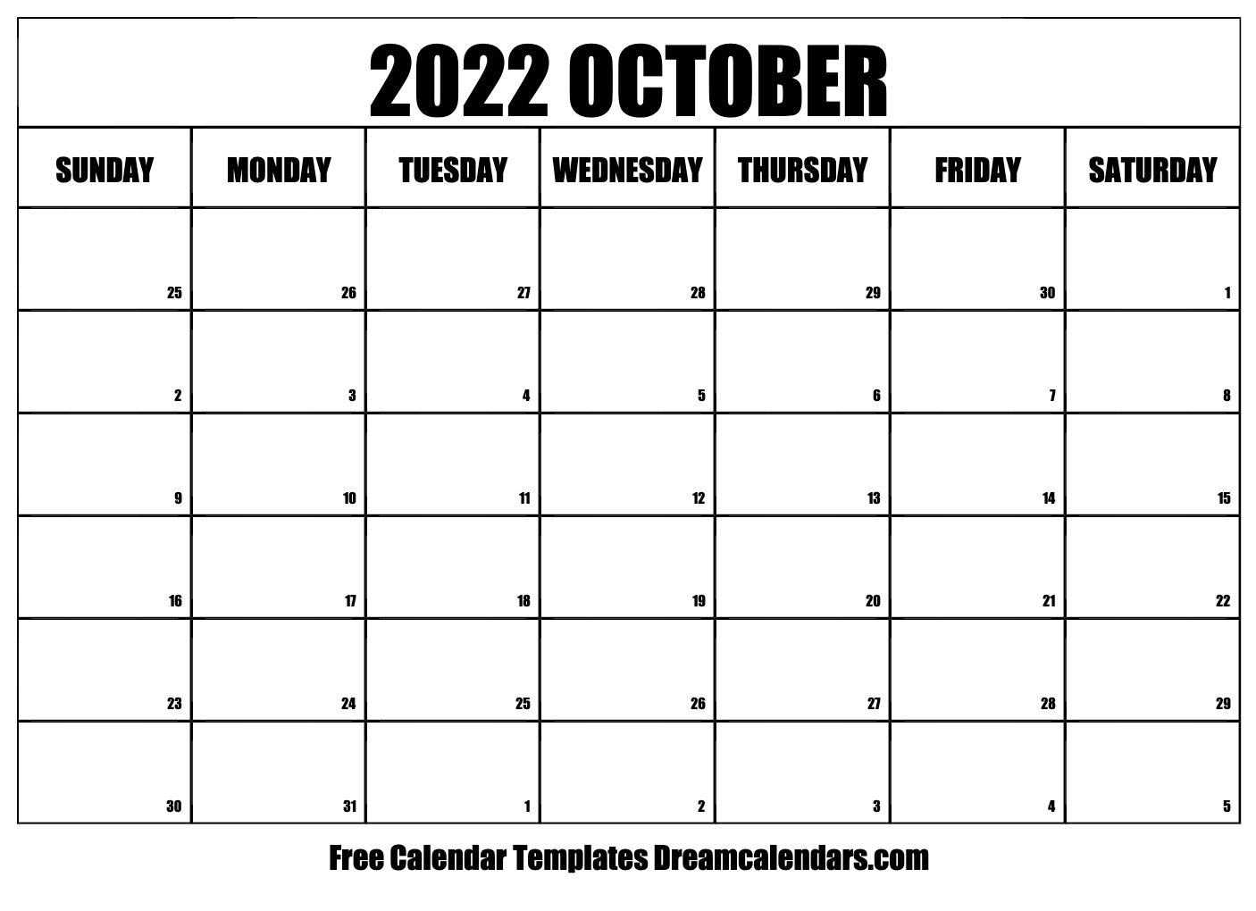 Download Printable October 2022 Calendars