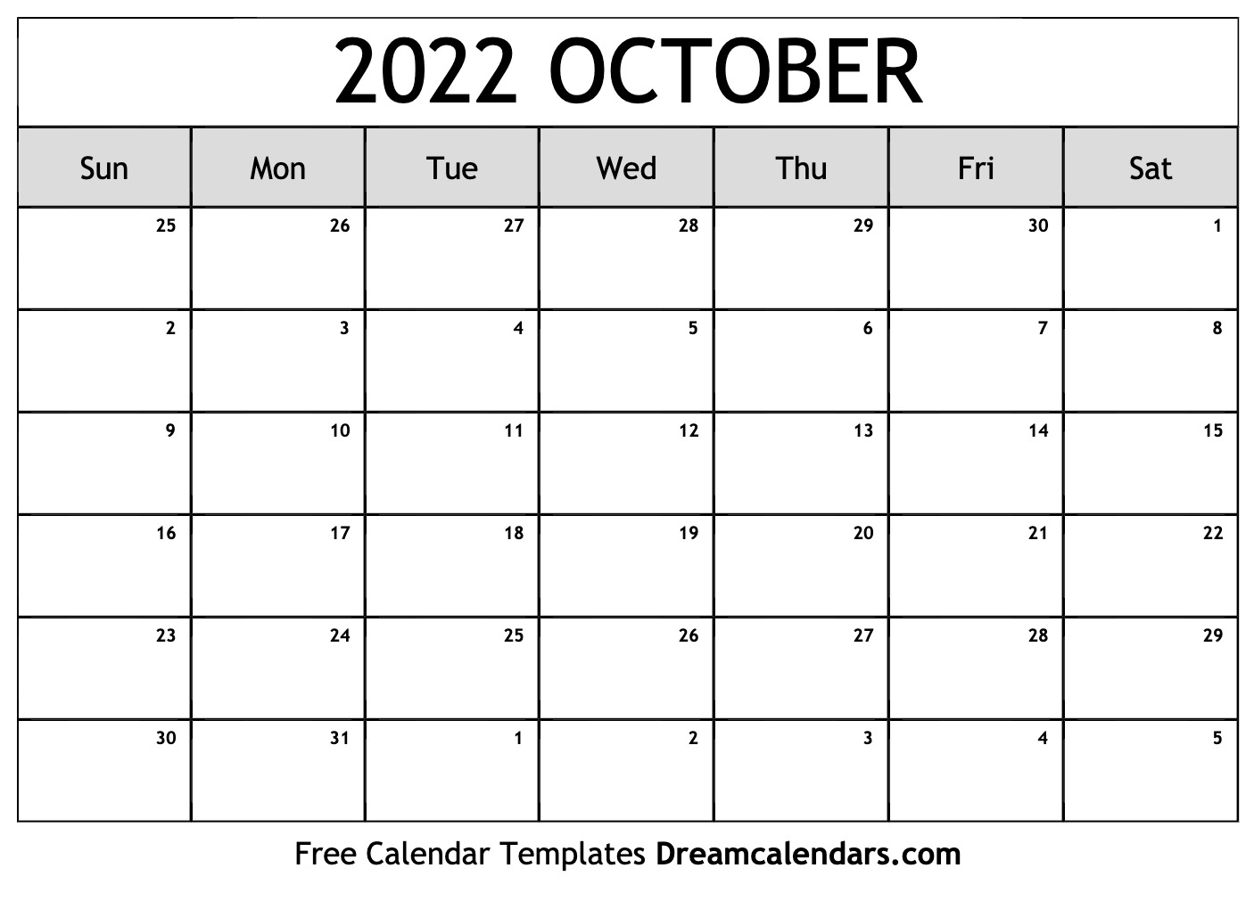 Download Printable October 2022 Calendars