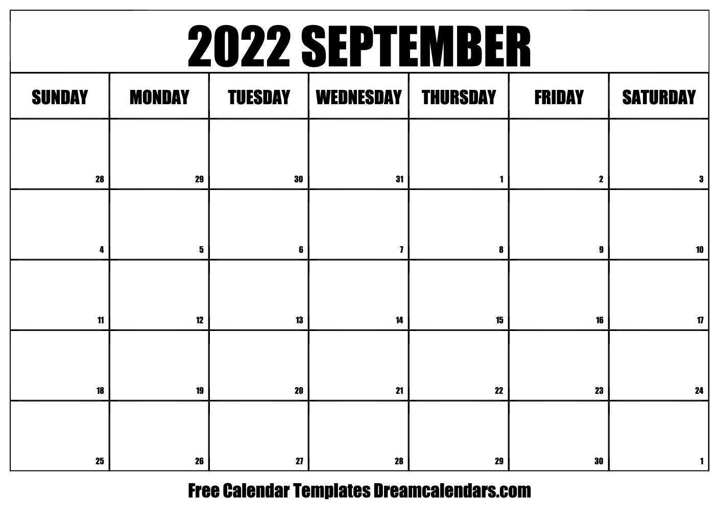  September  2022 calendar free blank printable templates