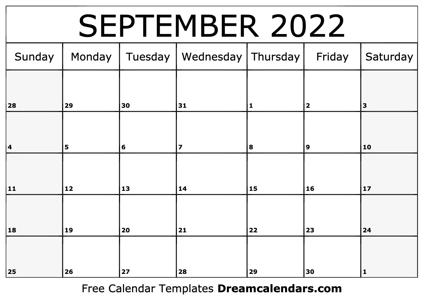  September  2022 calendar free blank printable templates