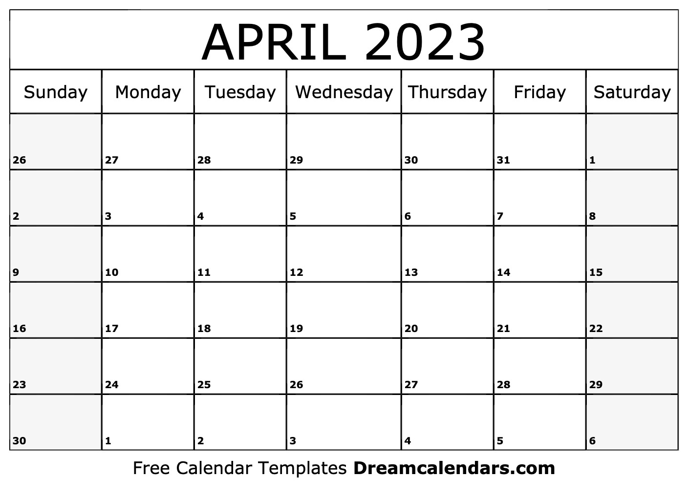 April 2023 Calendar Free Blank Printable Templates