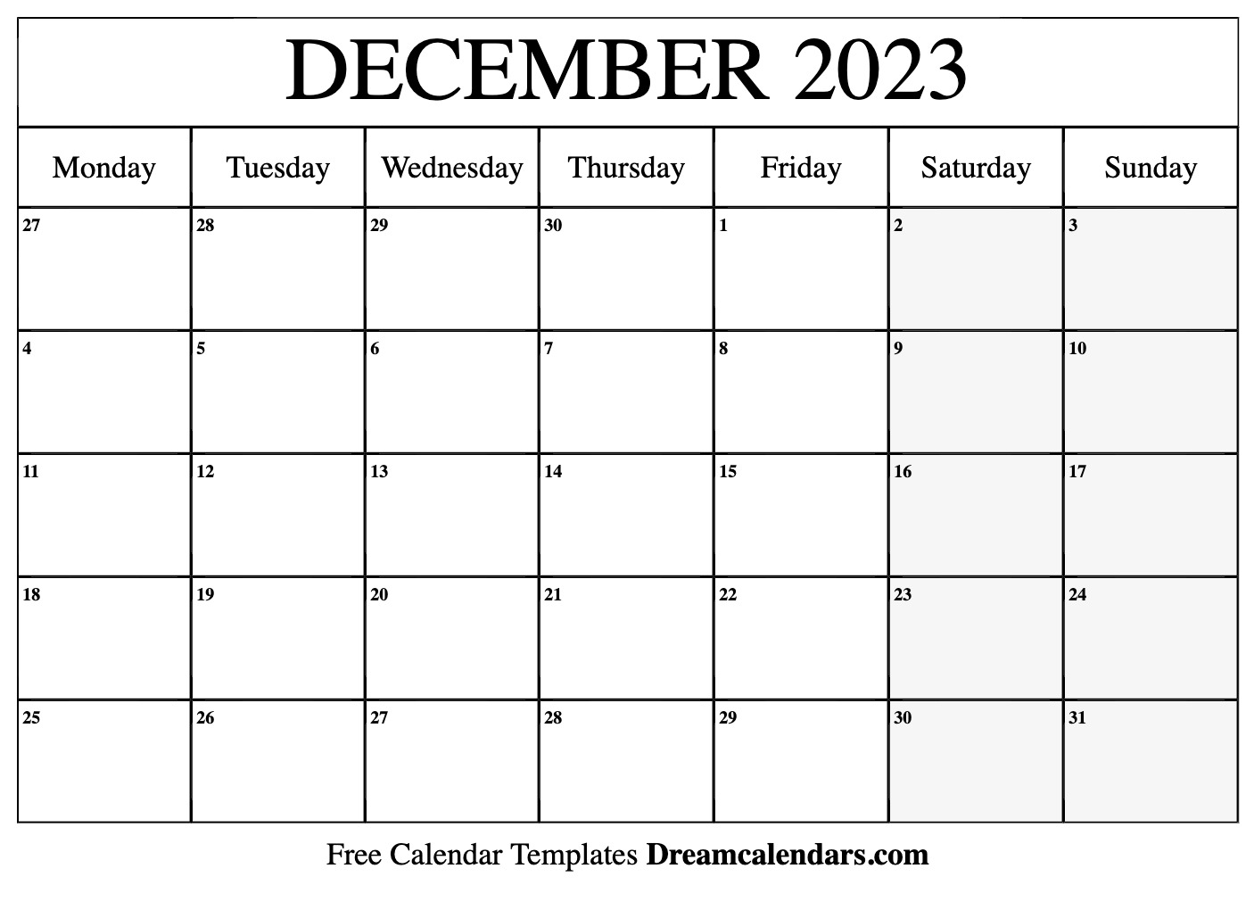 December 2022 To January 2023 Calendar Download Printable December 2023 Calendars
