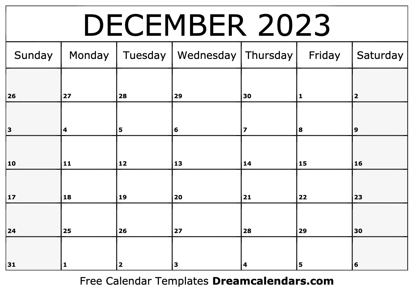 December 2023 Calendar Free Blank Printable Templates