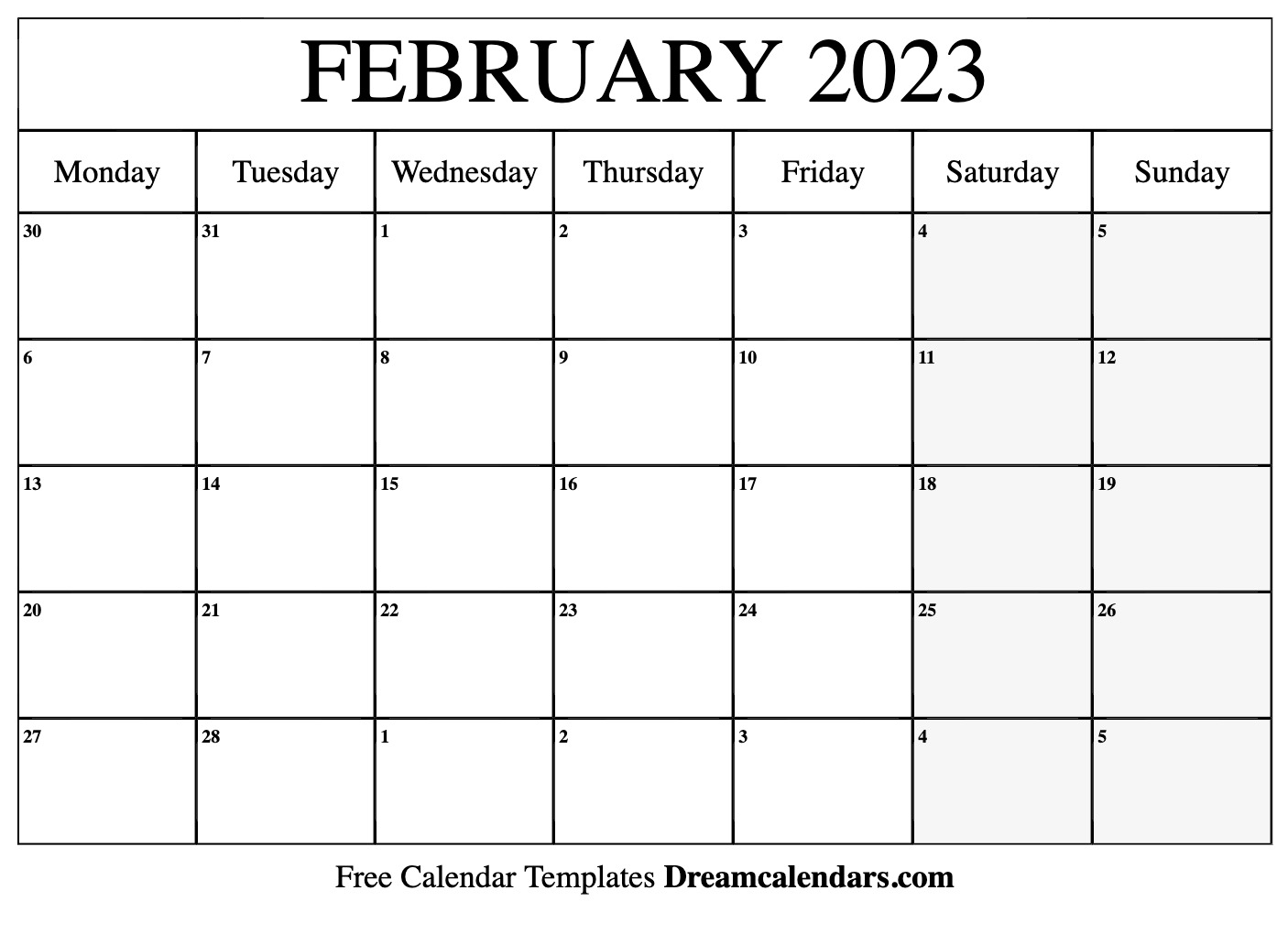 february 2023 calendar free blank printable with holidays