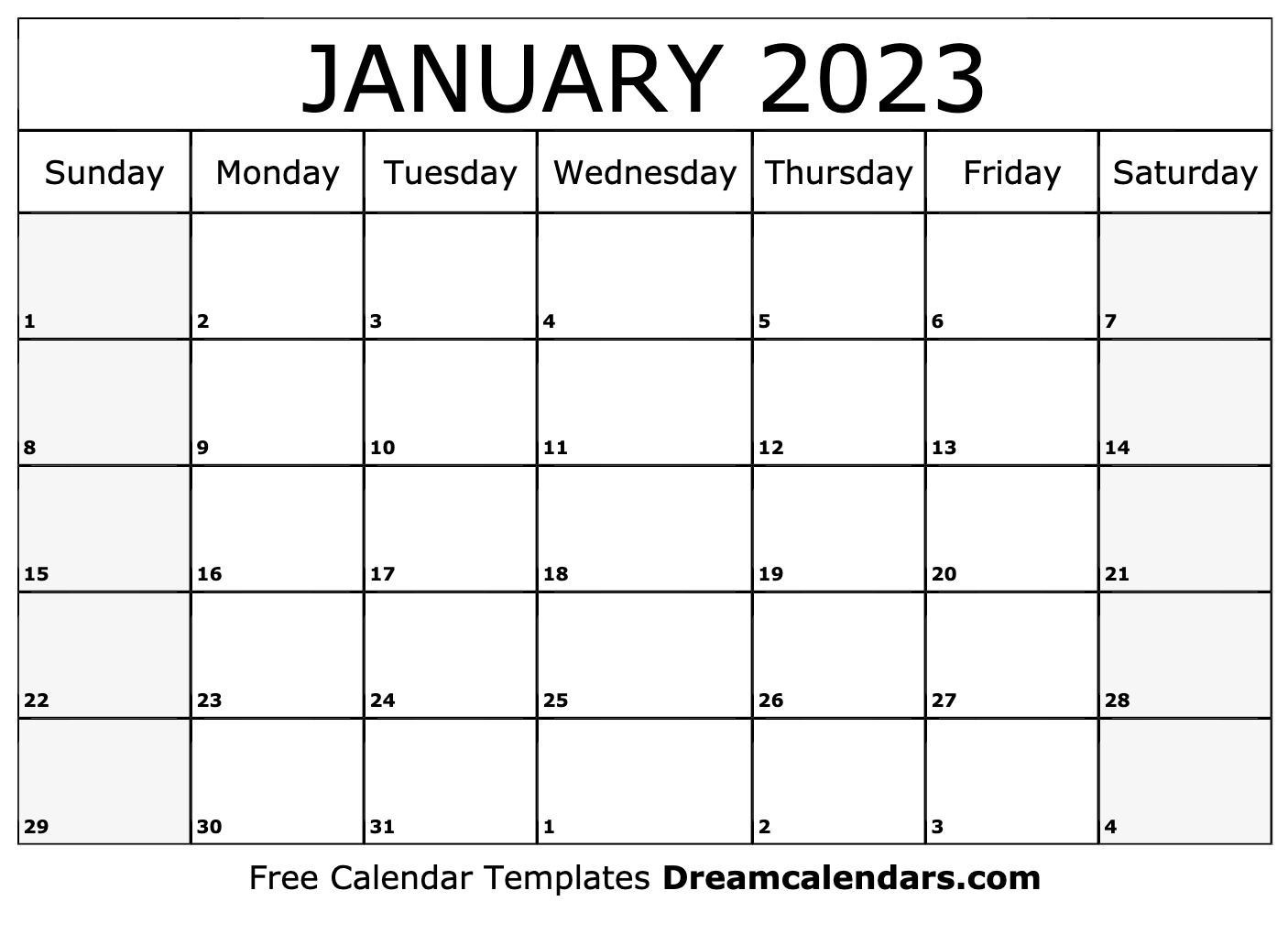 January 2023 Calendar Free Printable Calendar Printable January 2023