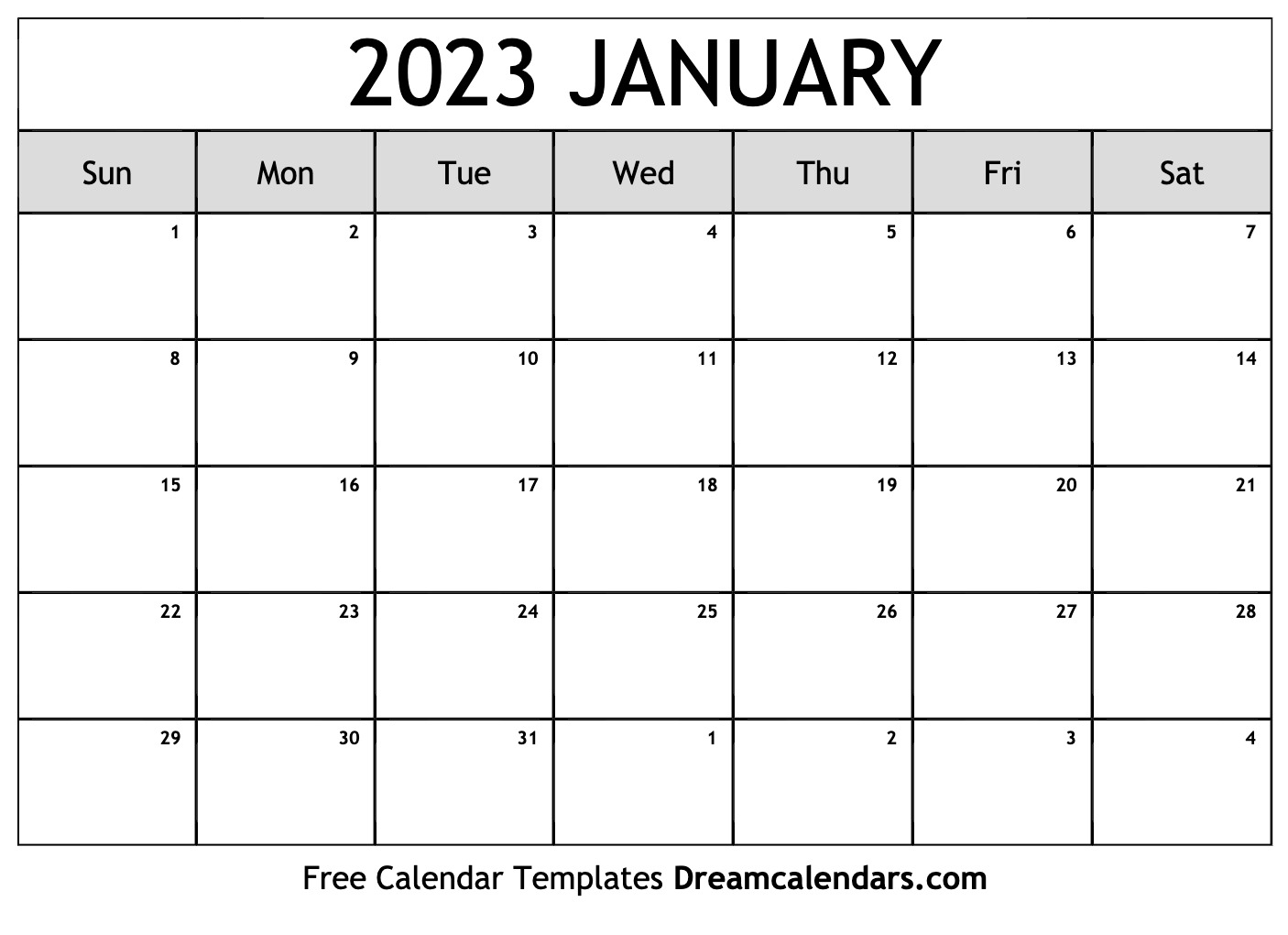 january 2023 calendar pdf word excel january 2023 calendar free