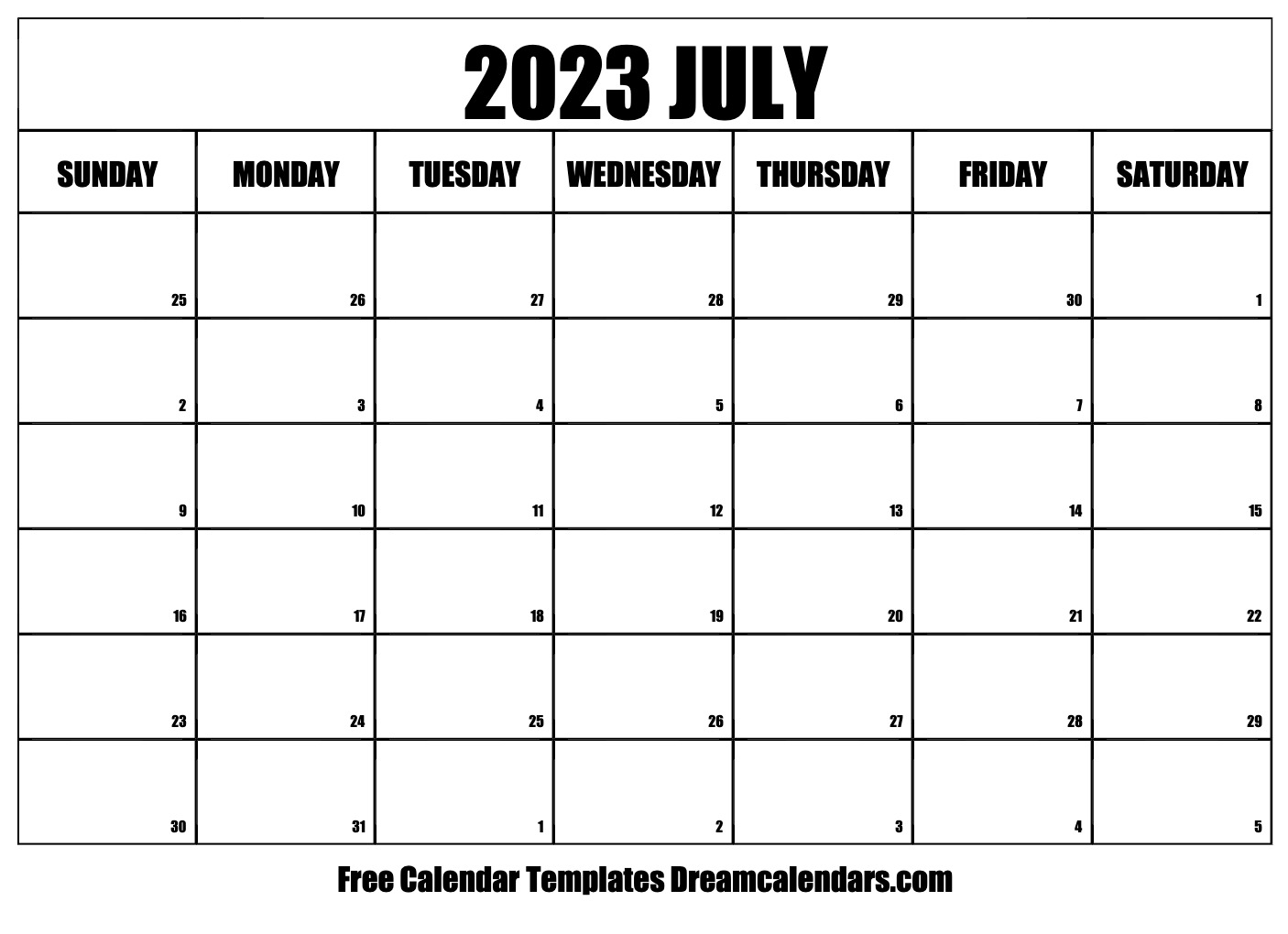 Download Printable July 2023 Calendars