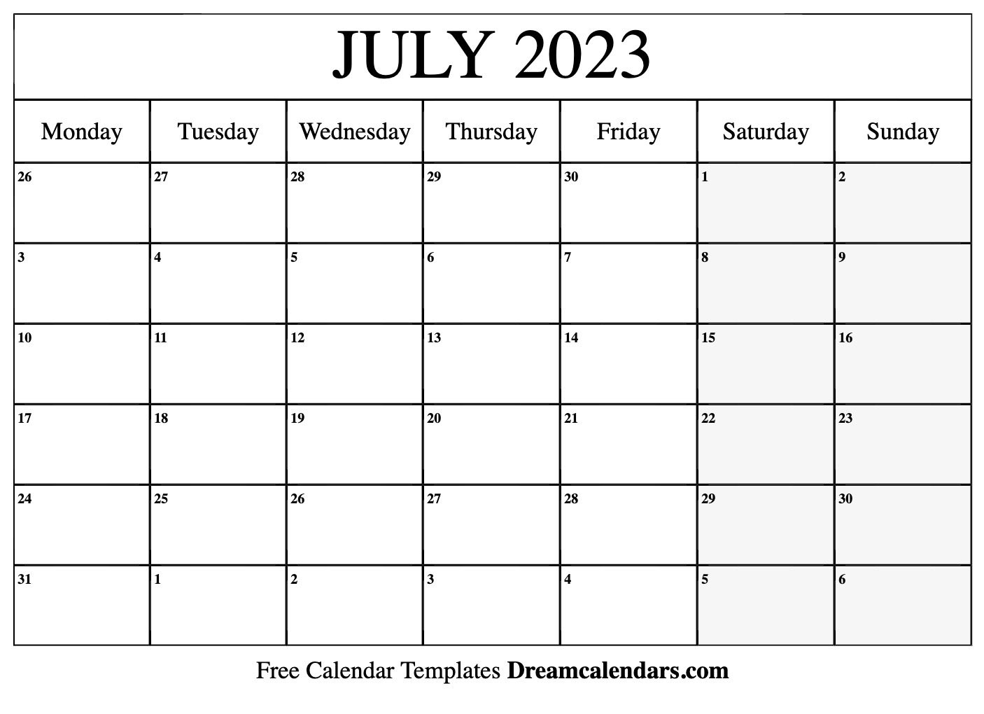 Download Printable July 2023 Calendars