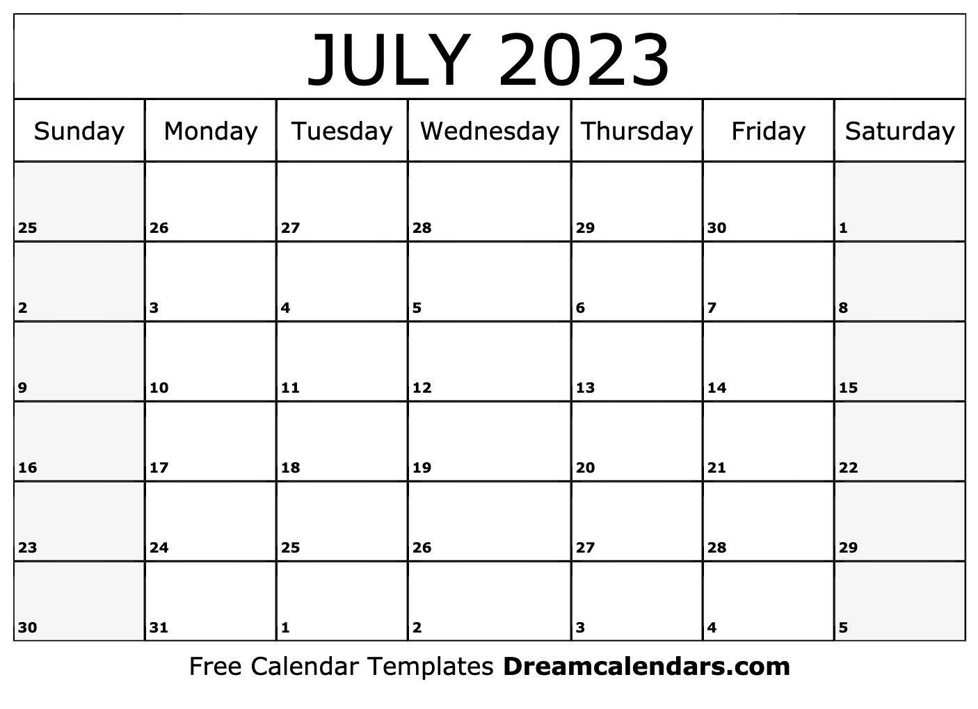 Download Printable July 2023 Calendars