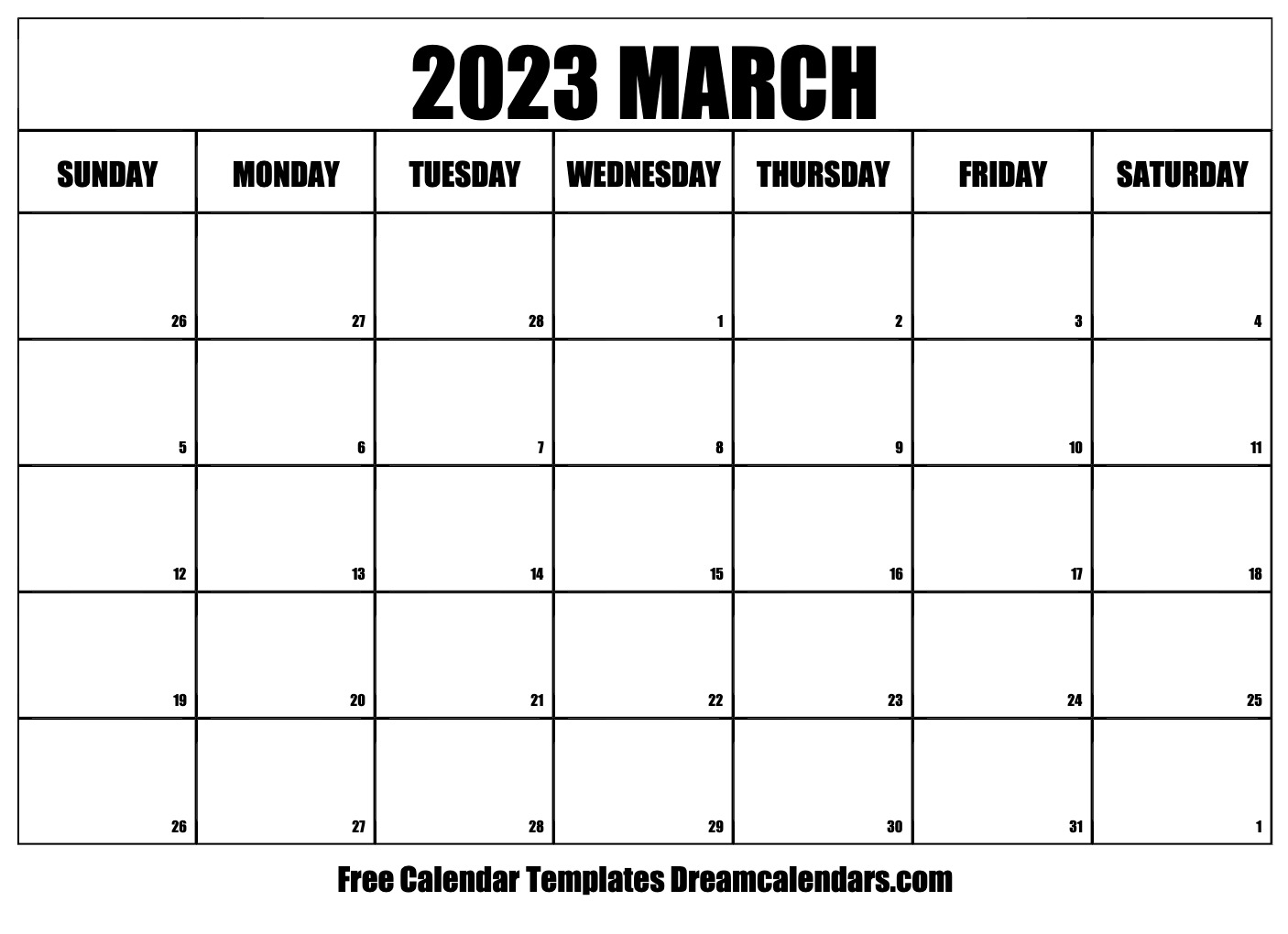 March 2023 Calendar Free Blank Printable Templates