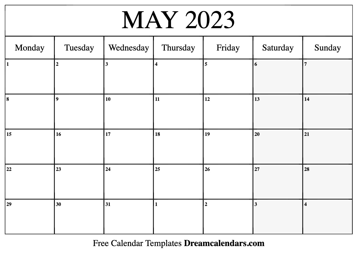 May 2023 Calendar Free Blank Printable With Holidays