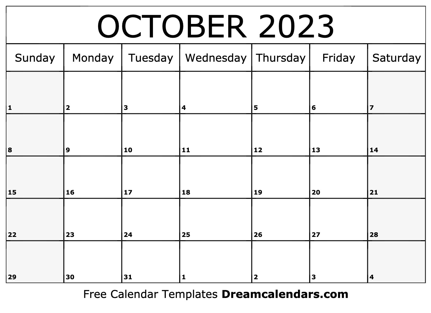 Download Printable October 2023 Calendars