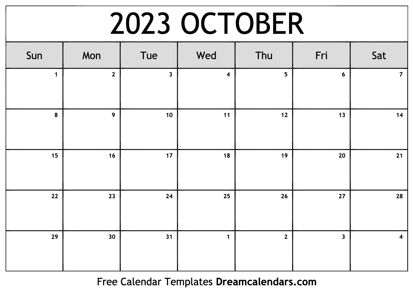 Free Printable Calendars 2023 October