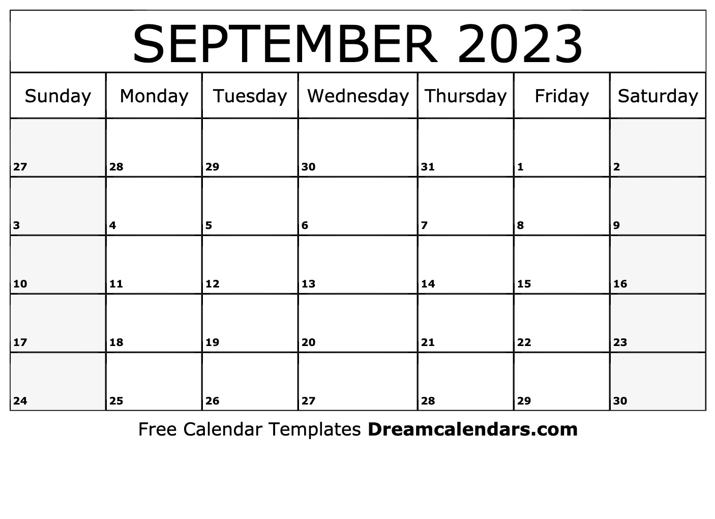 September 2023 calendar | Free blank printable with holidays