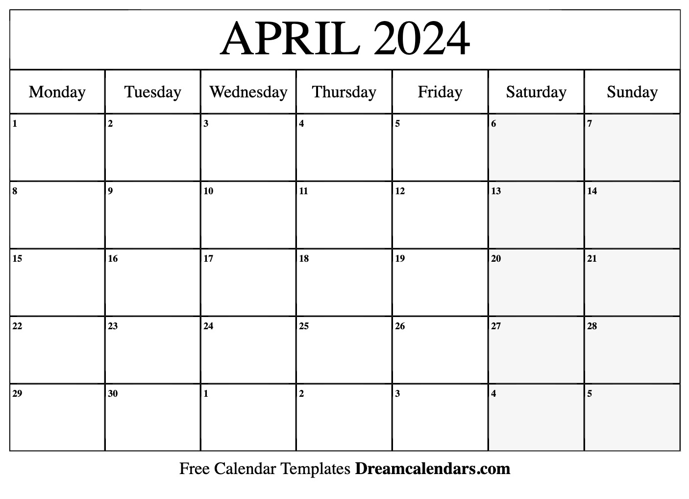 2025 Printable Free April 2025 Calendar