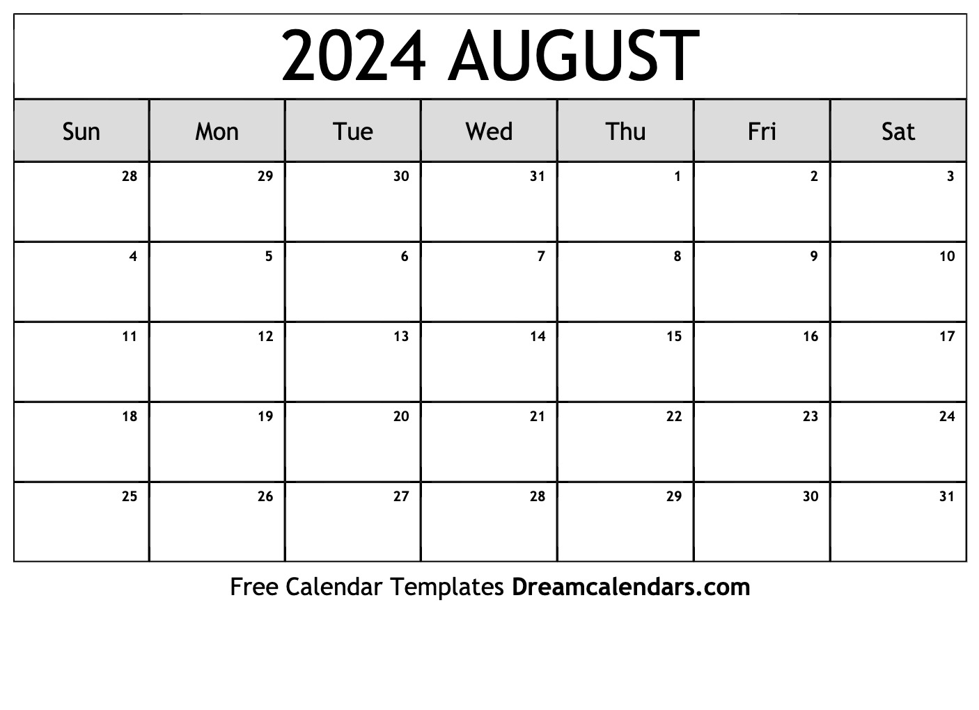 August 2024 calendar | Free blank printable with holidays